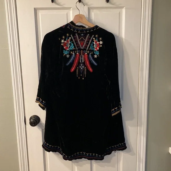 Johnny Was black velvet duster kimono jacket large read description: - Picture 6 of 10